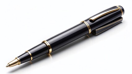 Fototapeta premium Panoramic Image of Black Ink Pen on Clear Background - High Resolution PNG