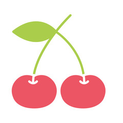 Cherry icon in flat color style