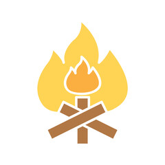 Fire icon in flat color style