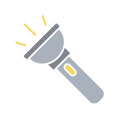 Flashlight icon in flat color style