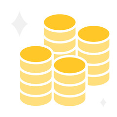 Coins stack icon in flat color style