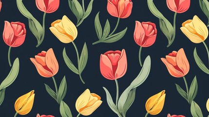 tulip seamless pattern wallpaper