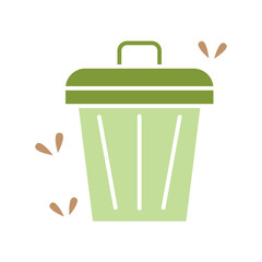 Bin icon in flat color style