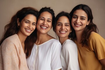 Obraz premium Portrait of cheerful mixed age range south asian women laughing portrait smile.