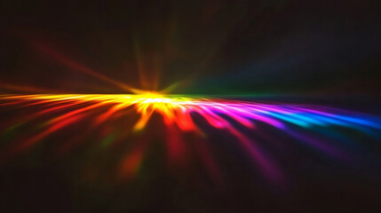 Vibrant prismatic light leaks with rainbow bokeh effect