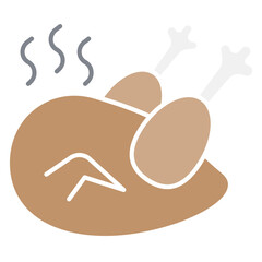 Chicken icon in flat color style