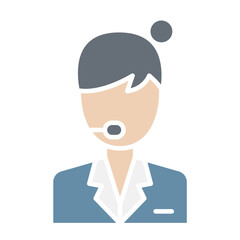 Woman call center icon in flat color style