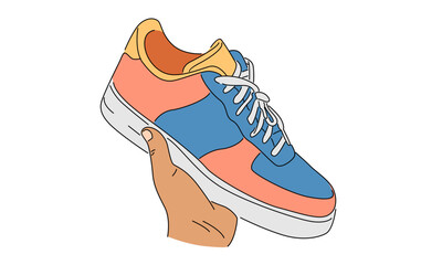 line art color of a shoes vector illustration