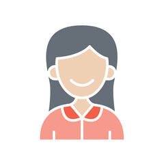 Girl icon in flat color style