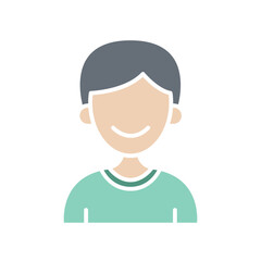 Happy Boy icon in flat color style