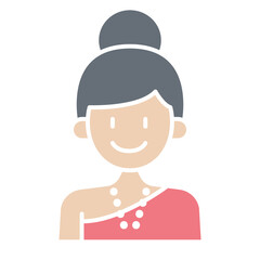 Thai Woman icon in flat color style