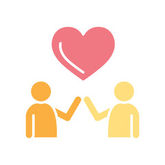 Friendship icon in flat color style