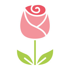 Rose icon in flat color style