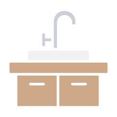 Sink icon in flat color style