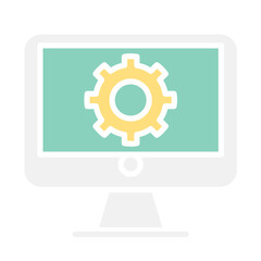 Computer setup icon in flat color style