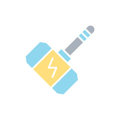 superhero Hammer icon in flat color style