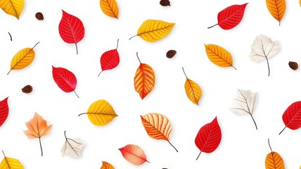 Obraz premium Many vibrant autumn leaves fall gracefully, painting the ground in warm hues of orange, red, and gold.