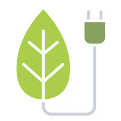 Green energy icon in flat color style