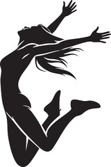 Energetic Person Jumping Silhouette Artwork
