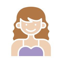 lady icon in flat color style