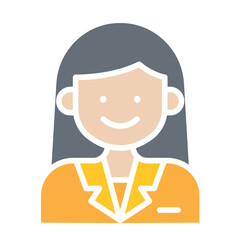Woman icon in flat color style