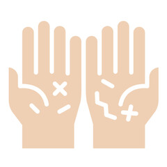 Dirty hands icon in flat color style