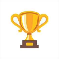 Golden trophy cup vector icon. Trophy cup, award. Champion cup winner trophy award. Vector illustration. 