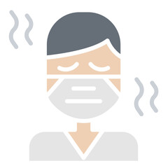 Sick man icon in flat color style