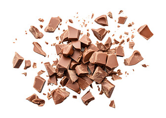 Chocolate pieces on a transparent background. isolated background.