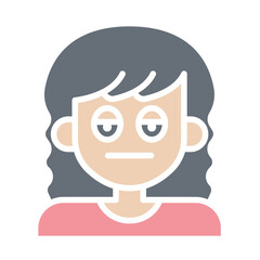Tired woman icon in flat color style