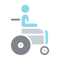 Person on wheelchair icon in flat color style