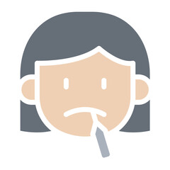 Sick woman face icon in flat color style