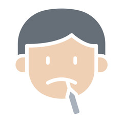 Sick man face icon in flat color style