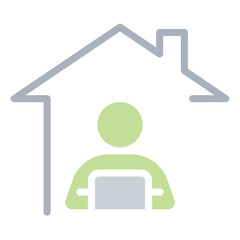 work from home icon in flat color style