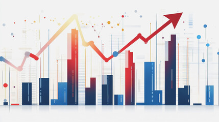 Fototapeta premium Abstract white background with Colorful charts and graphs with statistics to innovative analyze business potential and forecast future development of companies growth.