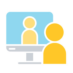 work from home icon in flat color style