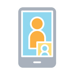 Video call icon in flat color style