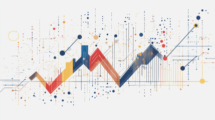 Abstract white background with Colorful charts and graphs with statistics to innovative analyze business potential and forecast future development of companies growth.