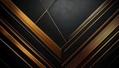 Obraz premium Angled golden lines create a structured, modern design on black texture.