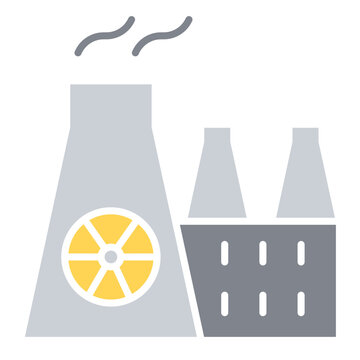 Nuclear plant icon in flat color style
