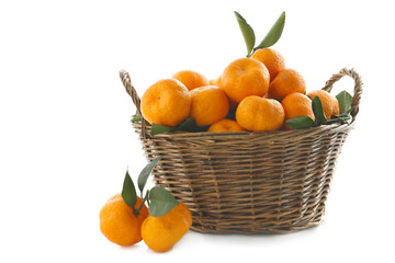 fresh orange color tangerines isolated on a white background