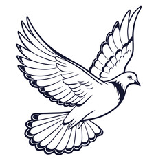 Hand drawn flying pigeon against white background vector illustration