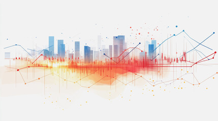 Abstract white background with Colorful charts and graphs with statistics to innovative analyze business potential and forecast future development of companies growth.