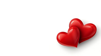 Two Glossy Red Hearts On White Background