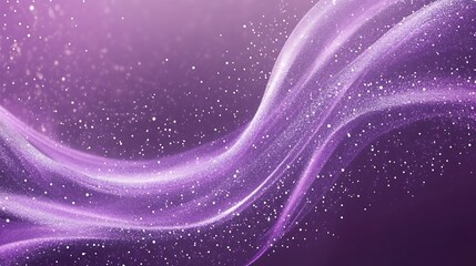 Abstract Purple Wave with Sparkling Particles