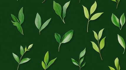 Naklejka premium Elegant green plant and leaf pattern illustrated in pencil, showcasing nature's beauty in intricate detail.