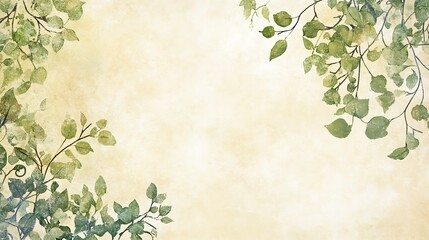 Naklejka premium Watercolor Leaves Frame Beige Background Design