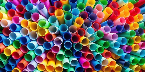Panoramic View of Colorful Plastic Tubes Stock Photo