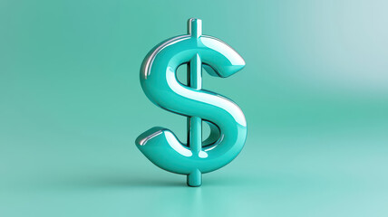 Obraz premium A vibrant turquoise dollar sign symbolizing wealth and financial success.