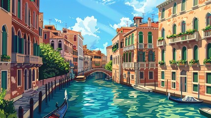 Venice canal pattern wallpaper